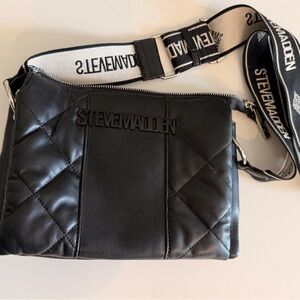 Steve Madden Black Quilted Messenger Bag